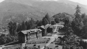 Old photo of the original Alma College landscape and buildings