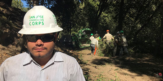 Crew from San Jose Conservation Corps assisting with defensible space projects. © Leigh Ann Gessner