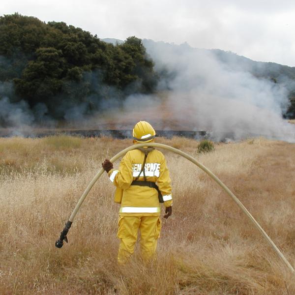 Midpen staff watching over a prescribed burn